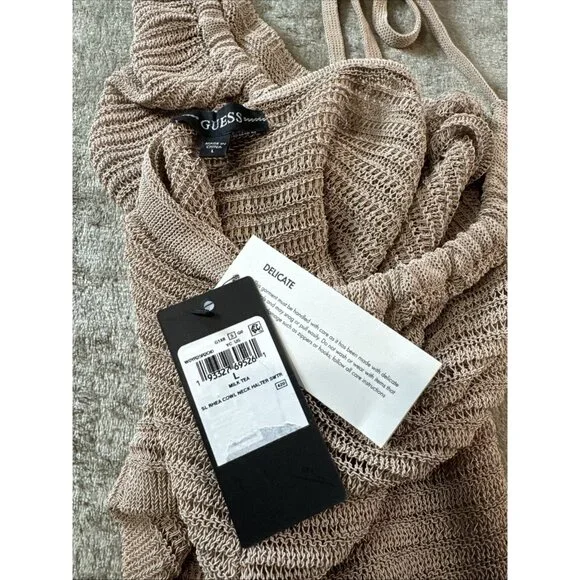 Guess Halter Top Womens Size L Champagne Color SL Rhea Cowl Neck Milk Tea - Picture 12 of 16